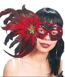 Federmaske in rot Karneval in Venedig Maske zum Kostüm an Fasching