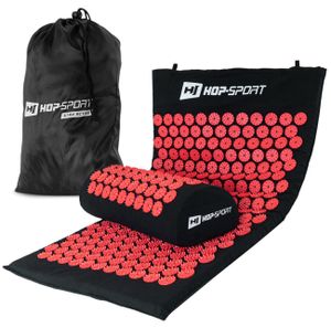 Hop-Sport Akupressur-Set aus Akupressurmatte & Akupressurkissen zur Entspannung und Selbstmassage mit Tasche - Rot