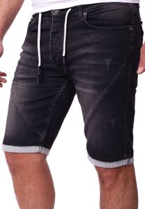 Reslad Jeans Shorts Herren Kurze Hosen Sommer - Sweathose in Jeansoptik l Stretch Denim Männer Jeansshorts l Hose Regular Fit RS-2087 Schwarz W30