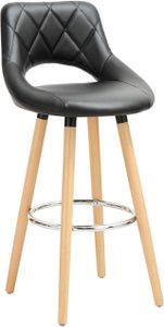 WOLTU Barhocker mit Lehne Fußstütze, aus Kunstleder Holzgestell, Optimal Komfort, Schwarz