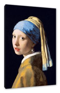 Johannes Vermeer - Mädchen mit dem Perlenohrring - Leinwandbild / Größe: 60x40 cm / Wandbild / Kunstdruck / fertig bespannt