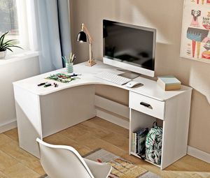 Rohový psací stůl Corner - bílá