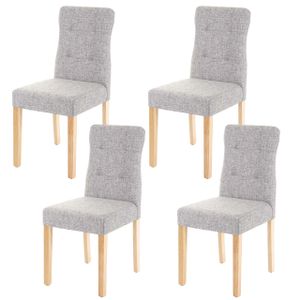 sada 4 jídelních židlí HWC-E58, jídelní židle  látka/textil šedá, světlé nohy