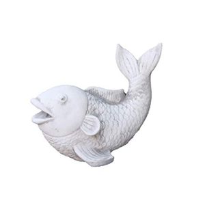 Wasserspeier Fisch als Steinfigur für ihren Garten aus Steinguss Frostfest Witterungsbeständig und Neu 17cm H, ST-103126
