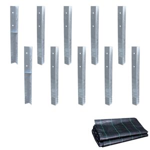 WICKEY Bodenanker Erdanker Winkelanker-Set SolidLock 10 Stk. für Spielturm & Schaukel inkl. Unkrautvlies, Anker, Pfostenanker für Klettergerüst & Gartenzaun