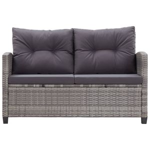 vidaXL 2-Sitzer-Gartensofa mit Kissen Grau 124 cm Poly Rattan