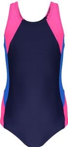 Aquarti Mädchen Badeanzug mit Ringerrücken, Farbe: Dunkelblau / Blau / Pink, Größe: 164