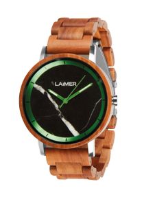 LAiMER Herren Quarz Armbanduhr aus Apfelholz mit Holz Band - 0166 Luca