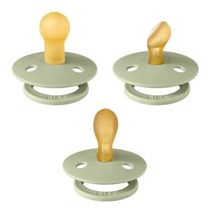 BIBS Colour Try-It Kollektion: 3 Schnuller für die einzigartigen Bedürfnisse Ihres Babys, Kirschform, Symmetrische und Kiefergerechte Sauger. Naturkautschuk / Latex, 0+ Monate (3er Pack), Sage