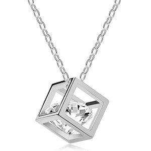-außergewöhnliche Damen Halskette Zirkonia in Würfel Anhänger, Cube, Autiga®