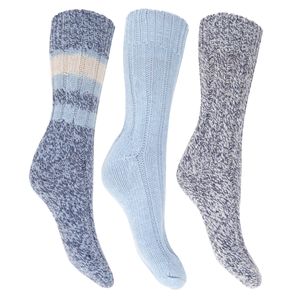 Dámske zimné termo ponožky Floso, zmes vlny, 3 páry W419 (37-41 EU) (modré)