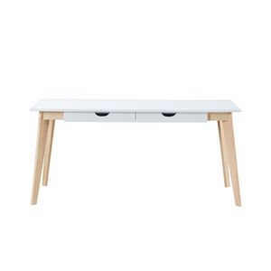 Miliboo - Schreibtisch skandinavisch mit Schubladen Holz Weiß  L160 LEENA