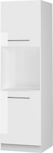Vicco Herdumbauschrank Fame-Line, 60 cm mit offenem Regal, Weiß Hochglanz/Weiß