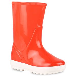 VAN HILL Kinder Gummistiefel Stiefel Blockabsatz Profil-Sohle Schuhe 838202, Farbe: Rot, Größe: 35