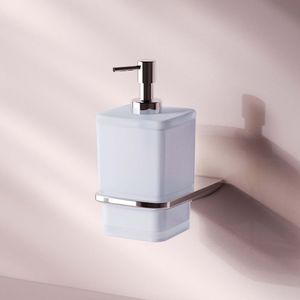 Seifenspender Wandmontage Flüssigseifenspender nachfüllbar Dispenser für Seife oder Duschgel mit Bohren Edelstahl Glas AM.PM, Chrom