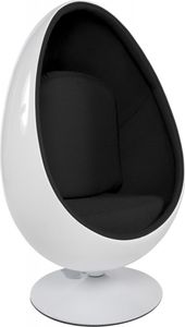 Wohnzimmer Eiersessel COCOON aus Glasfaser | Drehsessel 360° mit Stoffinnenseite | Loungesessel in Eiform | Retro Design | 90x90x133 cm | Kadima Design