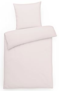Einfarbige Mako Satin Bettwäsche 155x220 Blush Uni zart-rosa Bettwäsche 155 x 220 - Bettbezug aus gekämmter Baumwolle