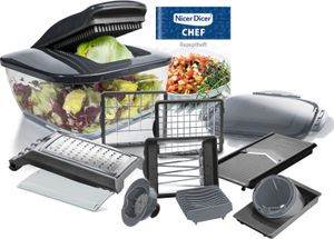 Nicer Dicer Chef Gemüseschneider 15.tlg, Gemüsehobel Zwiebelschneider, Salatschneider, Würfelschneider Pommesschneider Wellenschneider