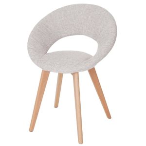 Jedálenská stolička Palermo III, Stolička Kuchynská stolička, Retro dizajn 50. rokov ~ Textil, krémová/sivá