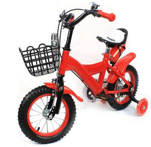 12 Zoll Kinderfahrrad Mädchenfahrrad Kinderrad Fahrrad Jungenfahrrad   Vorne&Hinten Bremsen  rot mit Zusatzrad im Freien