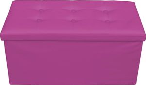 Rebecca Mobili Sitzpouf mit Staufach aus Holzfaser und violettem Kunstleder