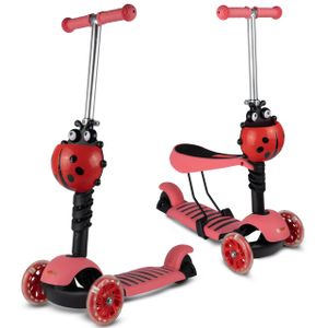 Malplay Dreiradroller Marienkäfer LED Räder Kinderscooter Kinderroller Cityroller