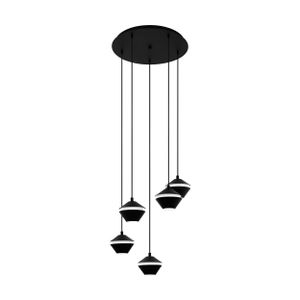 EGLO Pendelleuchte Perpigo, Hängelampe, Hängeleuchte aus Stahl in Schwarz, Esstischlampe, Wohnzimmerlampe hängend mit GU10 Fassung, Ø 55,5 cm