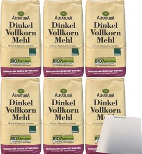 Alnatura Dinkel Volkorn Mehl 6er Pack (6x1kg Packung) + usy Block