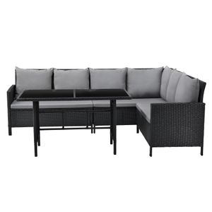 SVITA MADISON Polyrattan Lounge Gartenmöbel Rattan Set in Schwarz