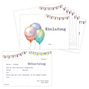 PRICARO Einladungskarten Kindergeburtstag, A6 "Luftballon", 10 Stück