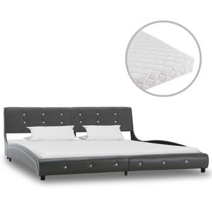 Bett mit Matratze Kunstleder 8 | Hannah : Farbe - Grau