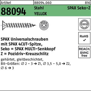 SPAX Universalschraube - SK - Kreuzschlitz Z - gelb verzinkt - 3,0x35 - 200 Stk