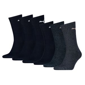 PUMA Unisex Sportsocken, 6er Pack - Tennissocken, Crew Sport Socken, einfarbig (2x 3 Paar) Blau-Mix 43-46