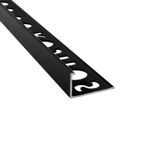 Alu L-Profil Fliesenschiene Fliesenprofil Schiene L270cm 12mm schwarz poliert