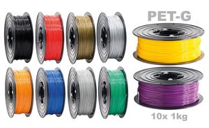PETG Filament 3D Drucker 1,75mm / 10x 1kg Rolle 10 Farben für 3D Printer oder Stift 10er Set ( 10Kg )