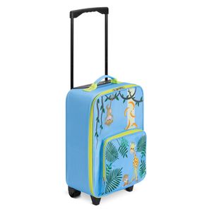 Navaris Kinder Trolley Koffer mit 2 Rollen - Kinderkoffer für Jungen und Mädchen - Leichter Reisekoffer Handgepäck mit Teleskopstange - Dschungel Design