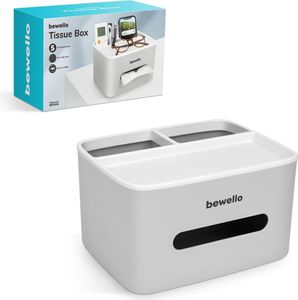 Bewello® - Taschentuchbox / Taschentuchhalter - mit Organizer - 205 x 160 x 120 mm
