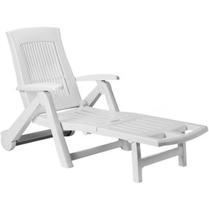 CASARIA® Sonnenliege Zircone Kunststoff Rollen verstellbare Rückenlehne klappbar Gartenliege Rollliege Liegestuhl , Farbe:weiß