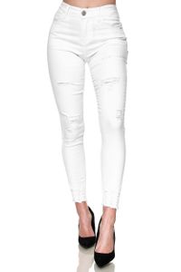 Elara Damen Jeans High Waist Destroyed YH 541 White-46 (3XL)