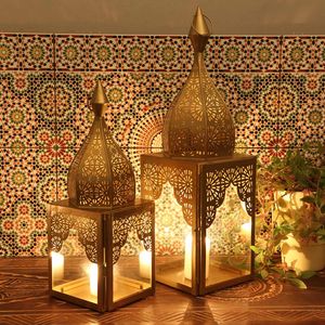 Orientalisches Windlicht Modena Gold L&M in marokkanische Minarette Form Kerzenhalter Laterne Weihnachtsdeko | IRL645