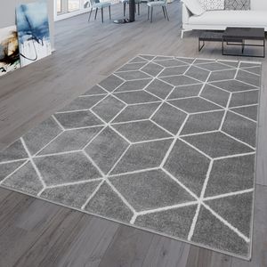 Wohnzimmer-Teppich, Kurzflor Skandinavischer Stil Rauten-Muster, In Grau, Größe:160x220 cm