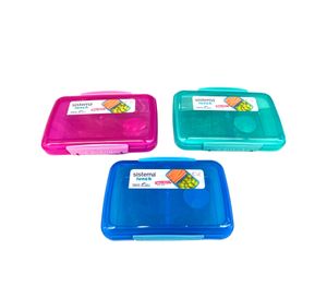 Sistema Lunchbox 6er Set Vorteilspack Familienset small Split 2fach unterteilt 350 ml 2x pink 1x lila 1x grün 2x blau 41518 - 5000095