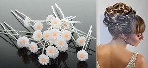 GKA 10 Stück elegante wunderschöne Haarnadeln Blume weiß für Hochzeit Feste Haarnadel