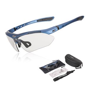 ROCKBROS Fahrradbrille Selbsttönend Brille Sonnenbrille für Herren Damen Blau Rahmen
