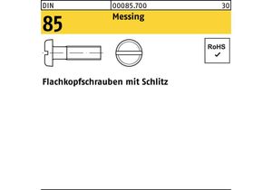 Flachkopfschraube DIN 85/ISO 1580 Schlitz M 4 x 10 Messing