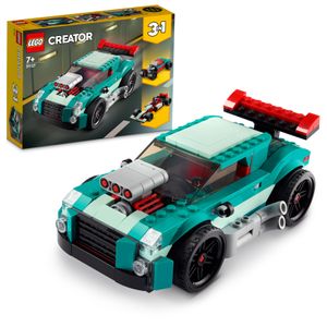 LEGO 31127 Creator 3-in-1 Straßenflitzer: Rennwagen, Muscle Car und Hot Rod, Modellauto Bausatz, Spielzeug ab 7 jahre, Spielzeugauto