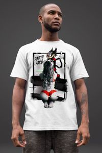 Herren T-Shirt Party Hard Comic Katze  Spruch lustig Humor Fun-Shirt Neverless® weiß XL