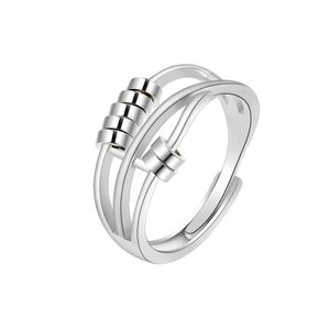 INF Anti-Stress-Ring mit verstellbaren Perlen Silber 17.6 cm Silber
