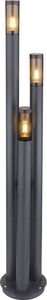 LED Stehleuchte, 3-Flammig, Edelstahl, anthrazit, rauch, H 170 cm
