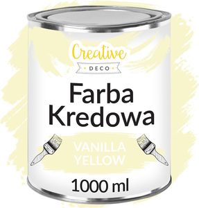 Creative Deco Farba Kredowa 1000 ml | Matowa i Zmywalna | Waniliowy Żółty | Idealna do renowacji mebli, decoupage’u i dekoracji